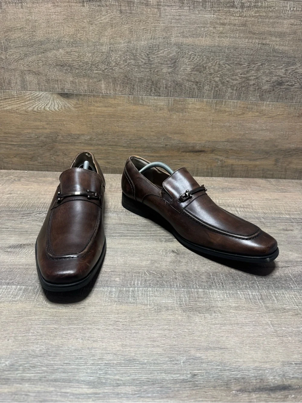 Vince Camuto Brown Leather Slip-On Bit Loafers